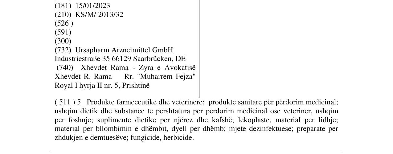 Zëri i markës OTODOLOR në buletin