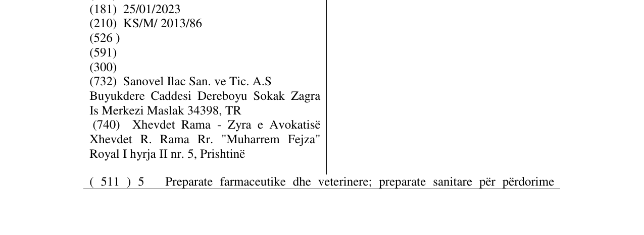 Zëri i markës rinogest-sanovel në buletin