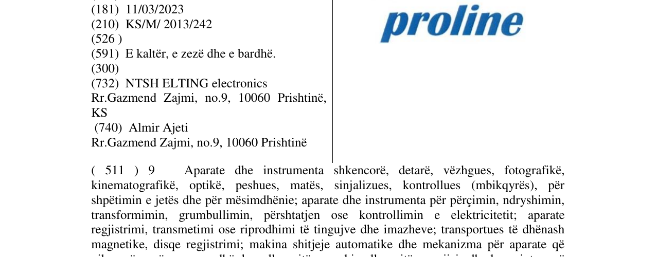 Zëri i markës proline në buletin