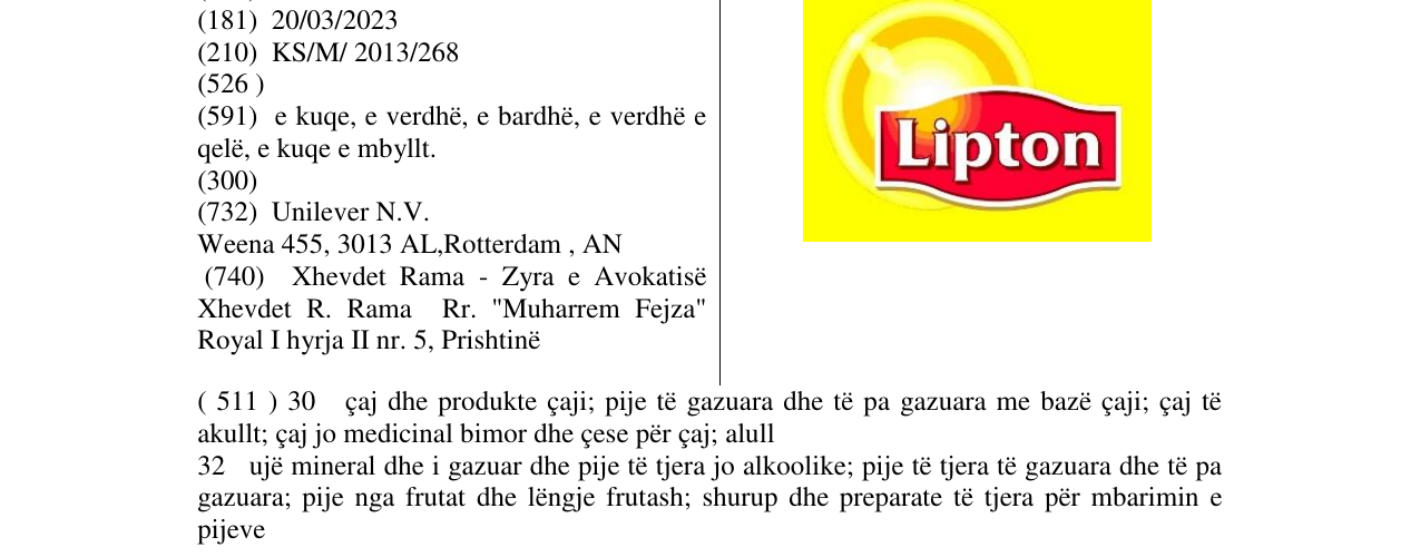 Zëri i markës Lipton në buletin