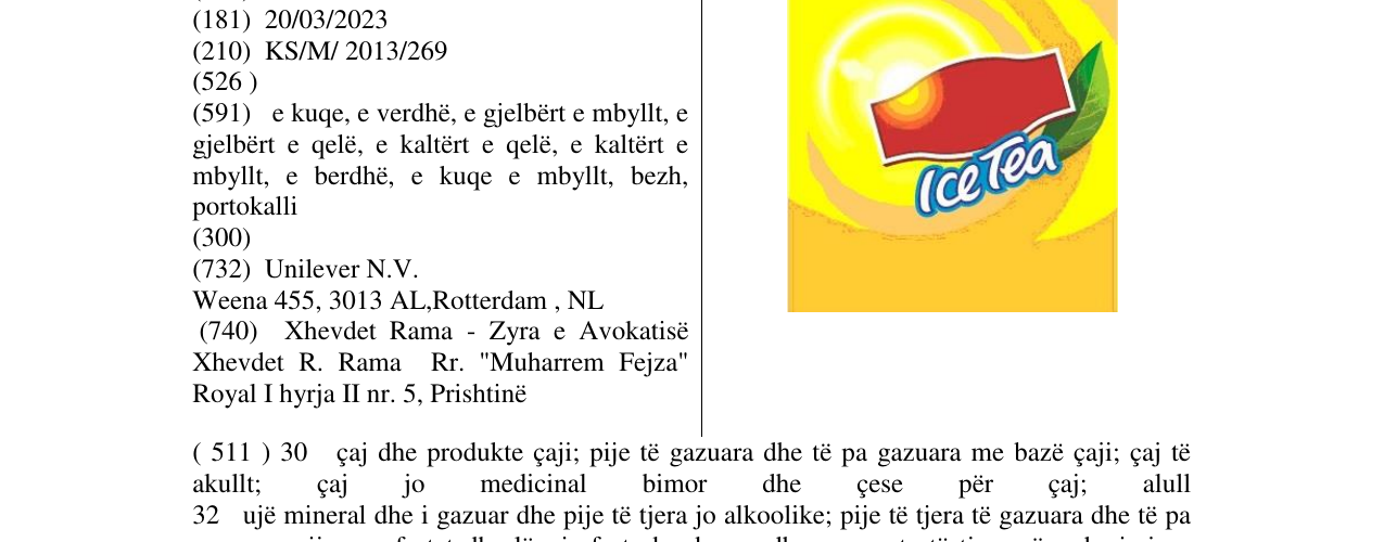 Zëri i markës Ice Tea në buletin
