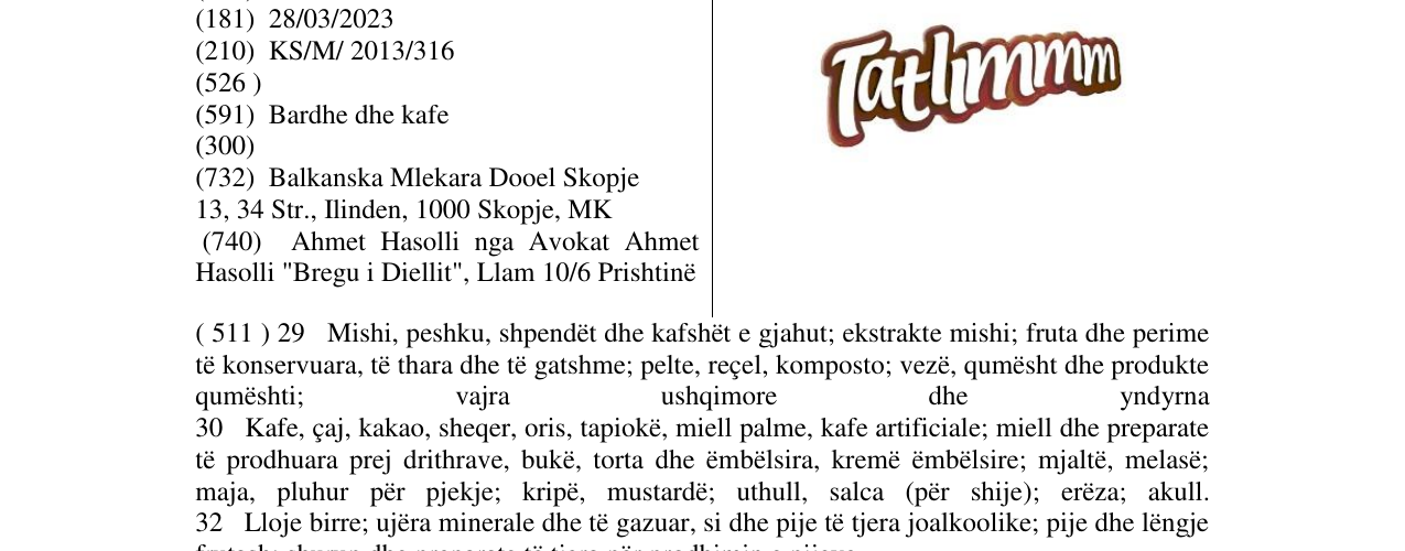 Zëri i markës Tatlimmm në buletin