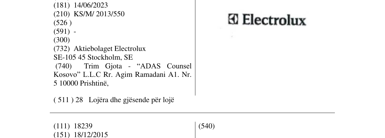 Zëri i markës Electrolux në buletin