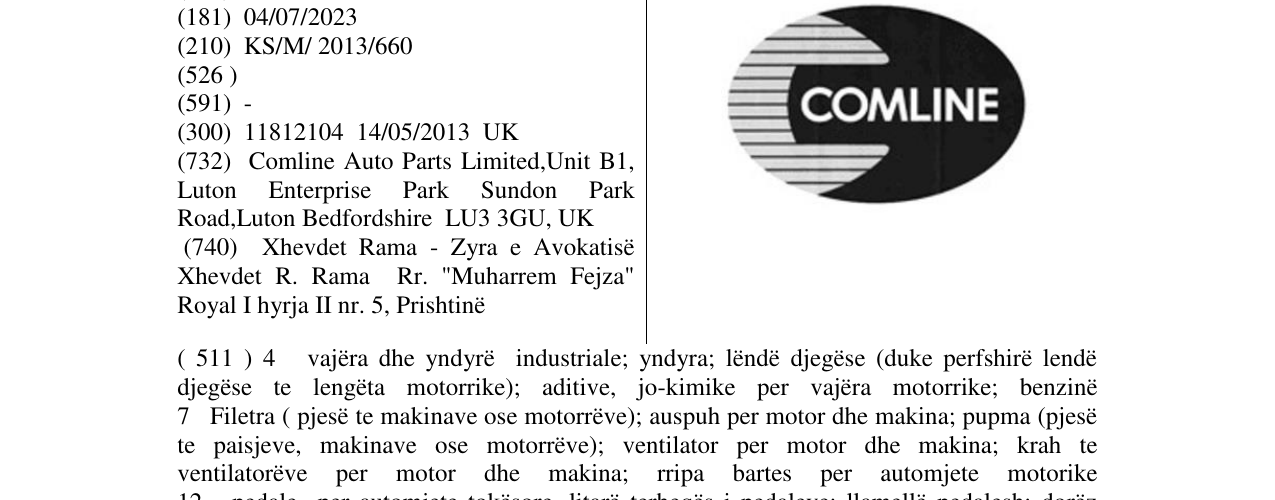 Zëri i markës COMLINE në buletin