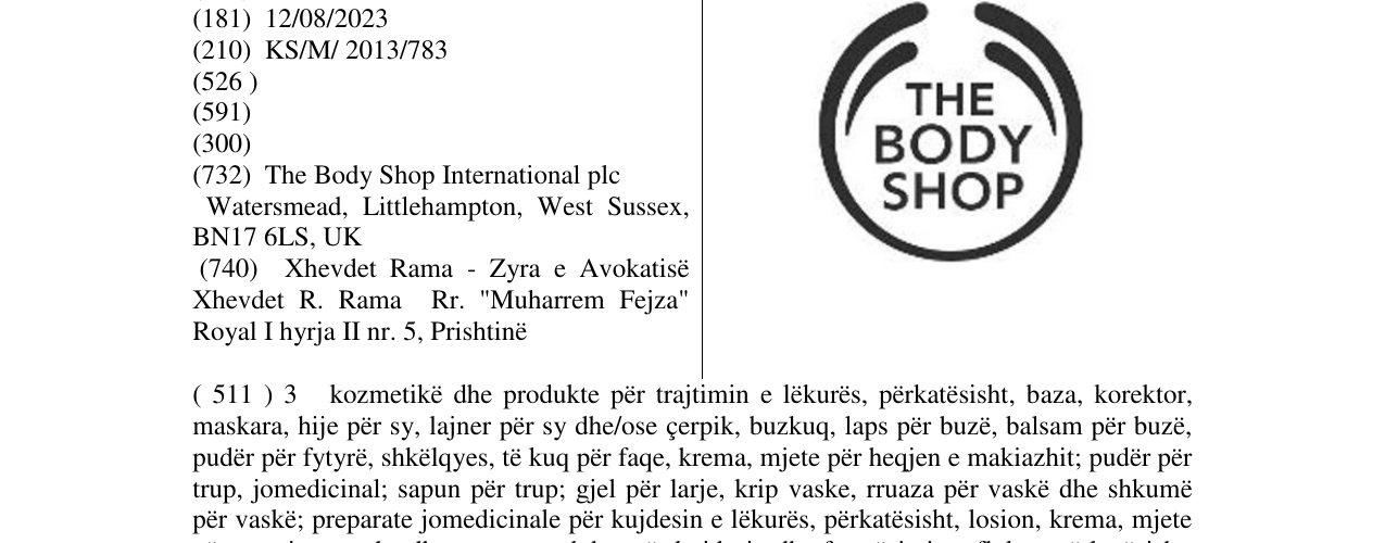 Zëri i markës THE BODY SHOP në buletin