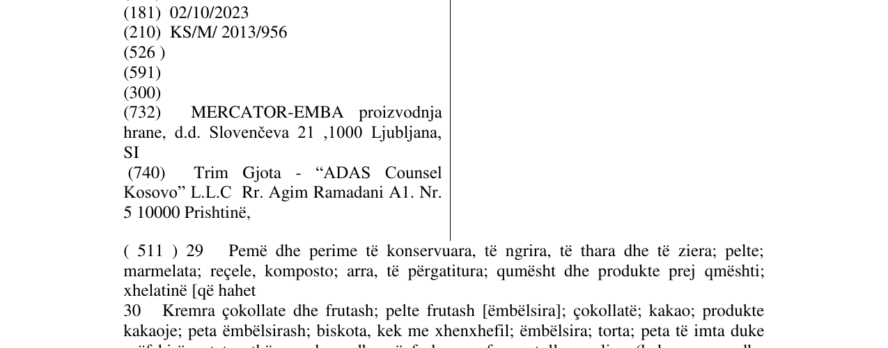 Zëri i markës SLADKI GREH në buletin