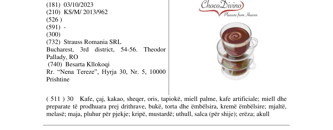Zëri i markës Choco Divino Pleasure from Heaven në buletin