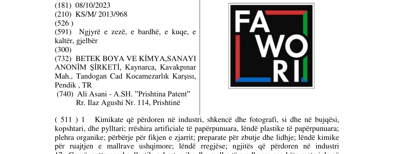 Zëri i markës FAWORI në buletin