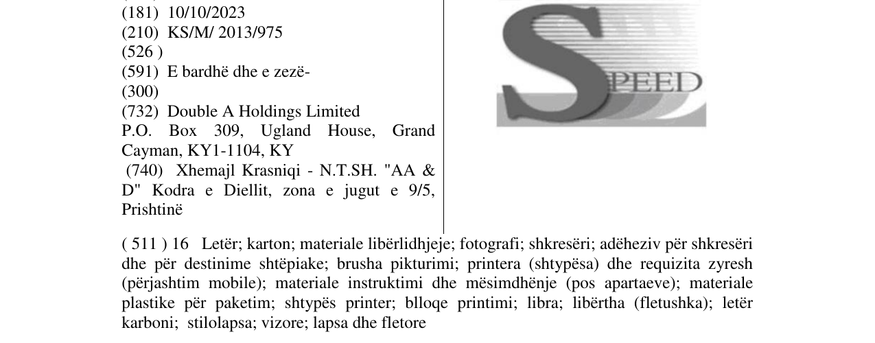 Zëri i markës SPEED në buletin