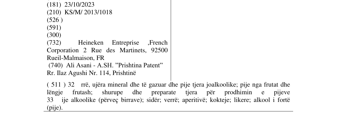 Zëri i markës DESPERADOS në buletin