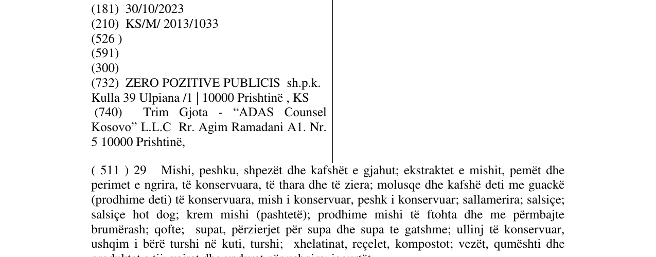 Zëri i markës ROKOKO në buletin