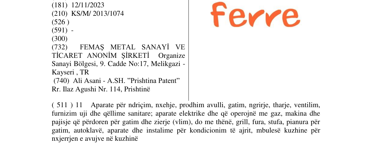 Zëri i markës Ferre në buletin