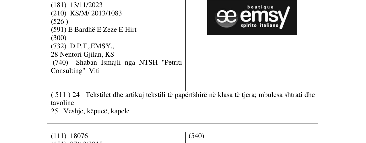 Zëri i markës emsy spirito italiano në buletin