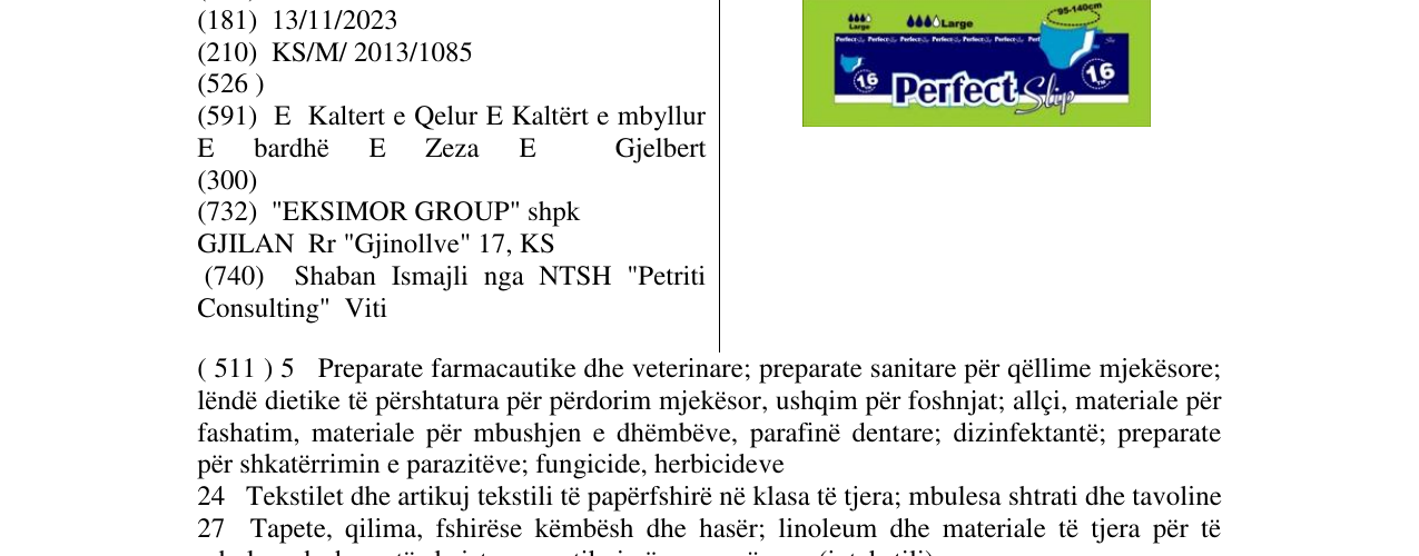 Zëri i markës Perfect Slip në buletin