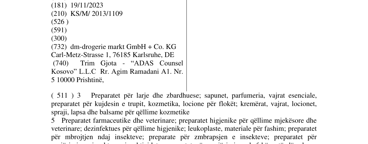 Zëri i markës S-quito free në buletin