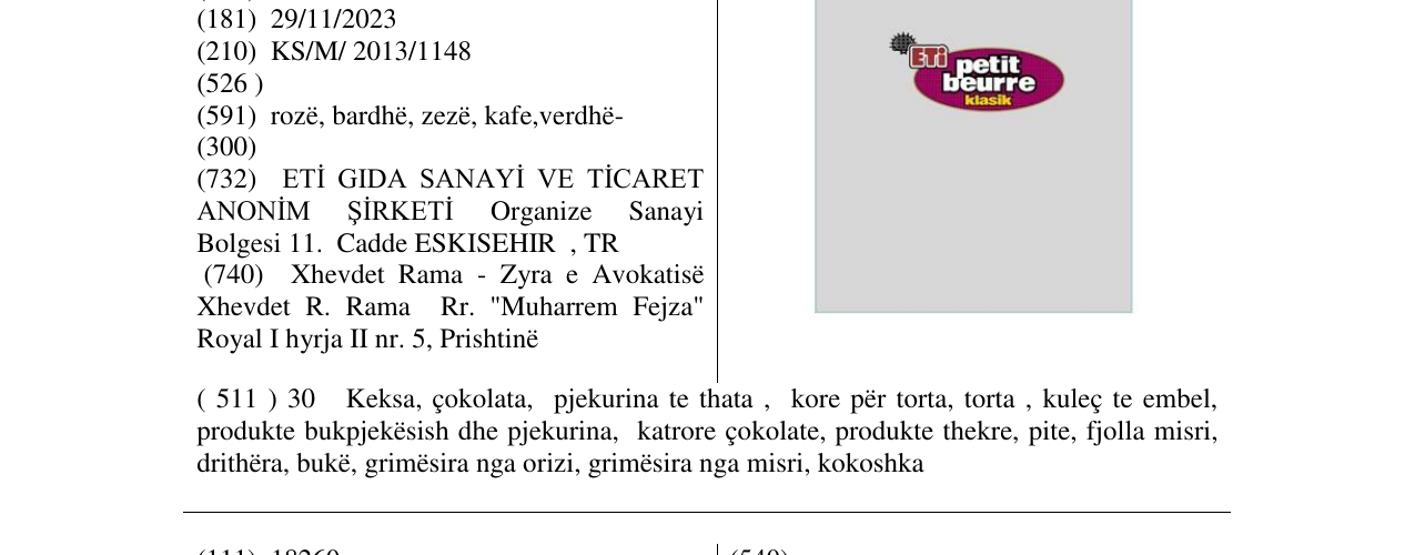 Zëri i markës petit beurre në buletin