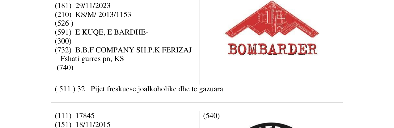 Zëri i markës BOMBARDER në buletin