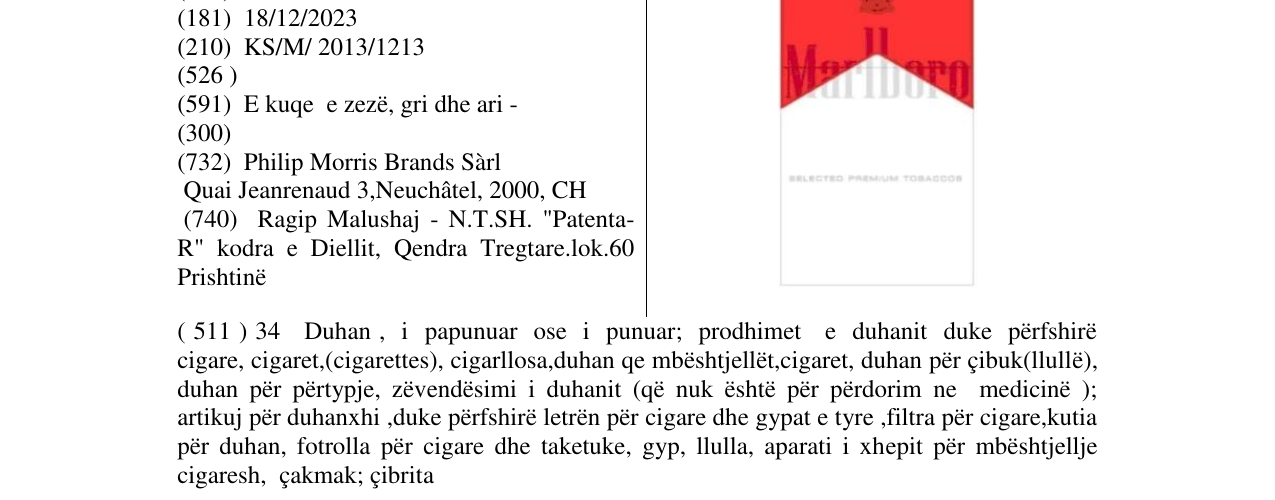 Zëri i markës Marlboro në buletin