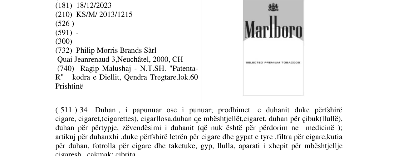 Zëri i markës Marlboro në buletin
