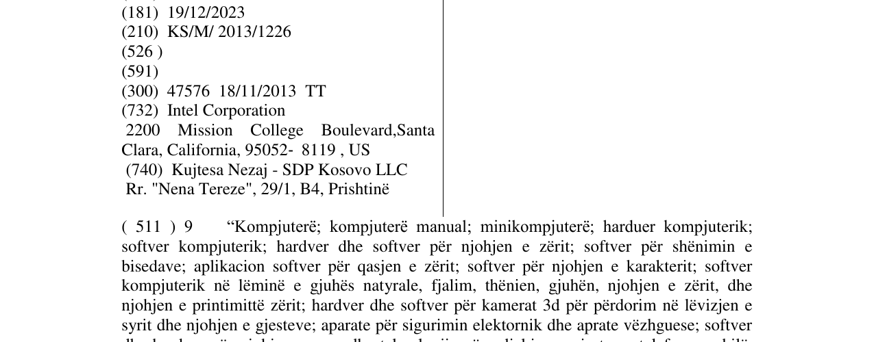 Zëri i markës INTEL REALSENSE në buletin