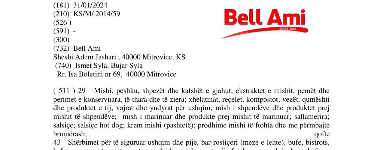 Zëri i markës Bell Ami në buletin