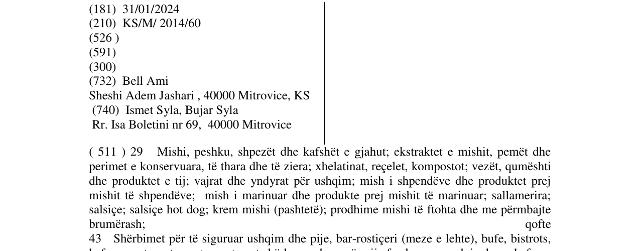 Zëri i markës Bell Ami në buletin