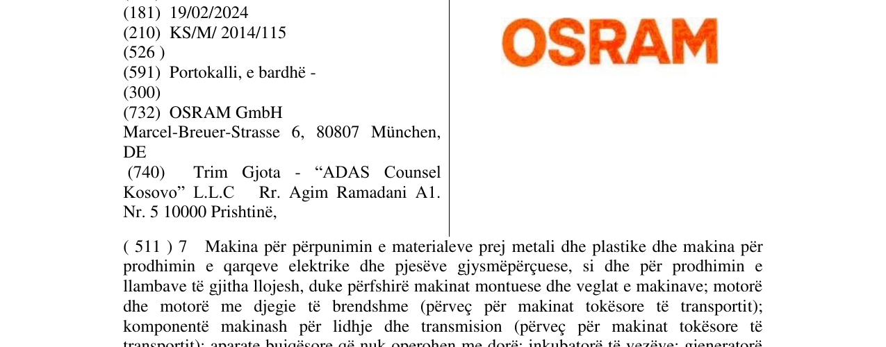 Zëri i markës OSRAM në buletin