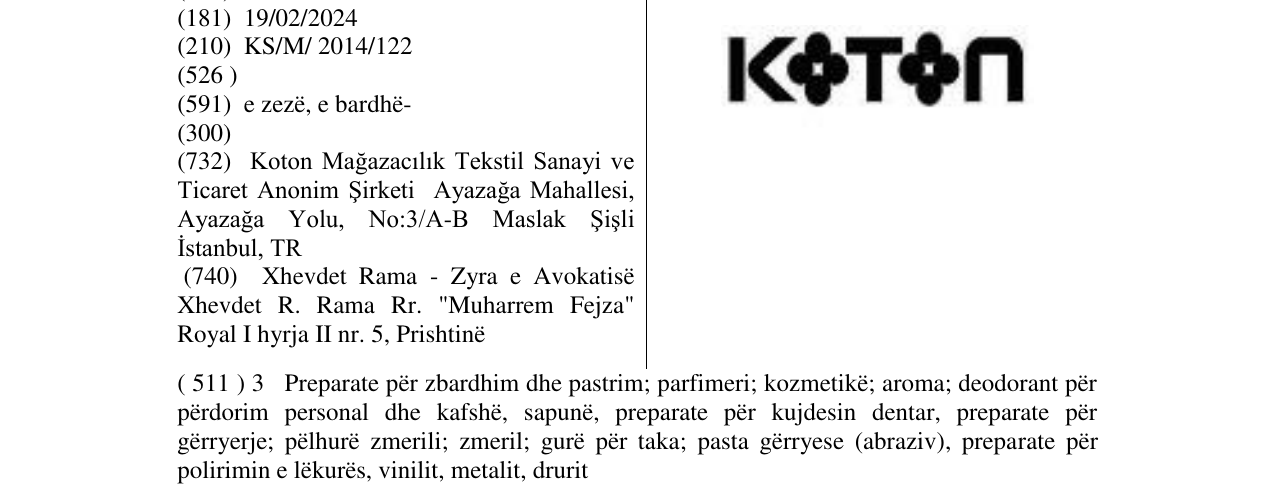 Zëri i markës KOTON në buletin