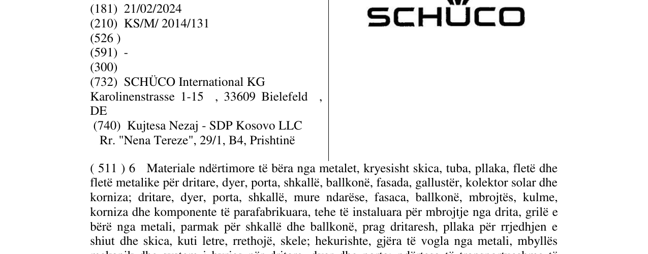 Zëri i markës SCHUCO në buletin