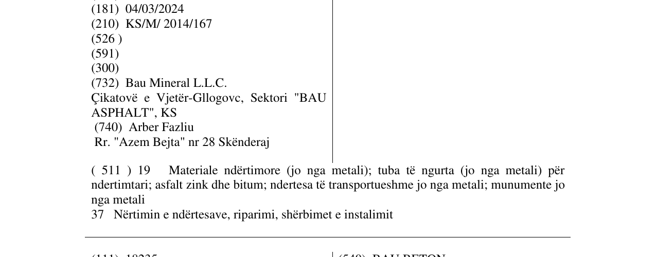 Zëri i markës BAU ASPHALT në buletin