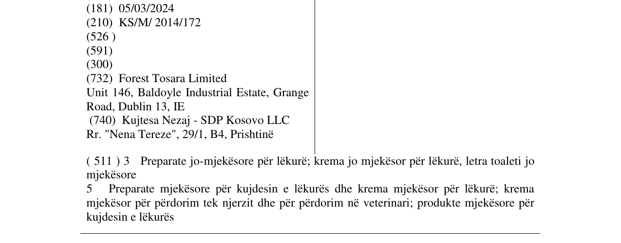 Zëri i markës SUDOCREM në buletin