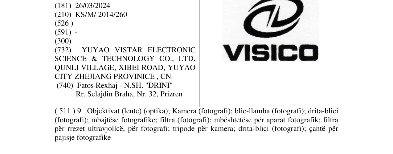 Zëri i markës VISICO në buletin