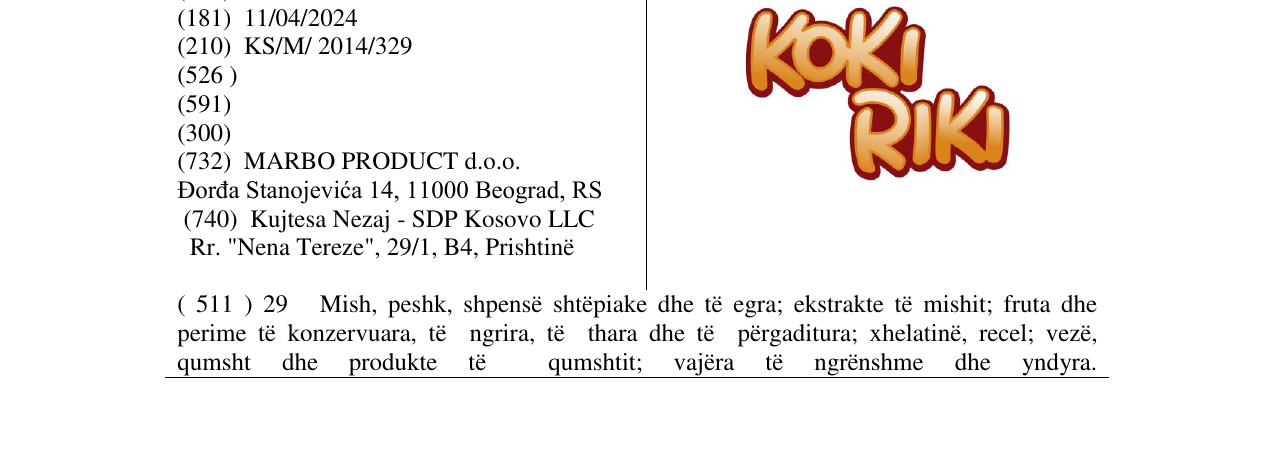 Zëri i markës KOKI RIKI në buletin