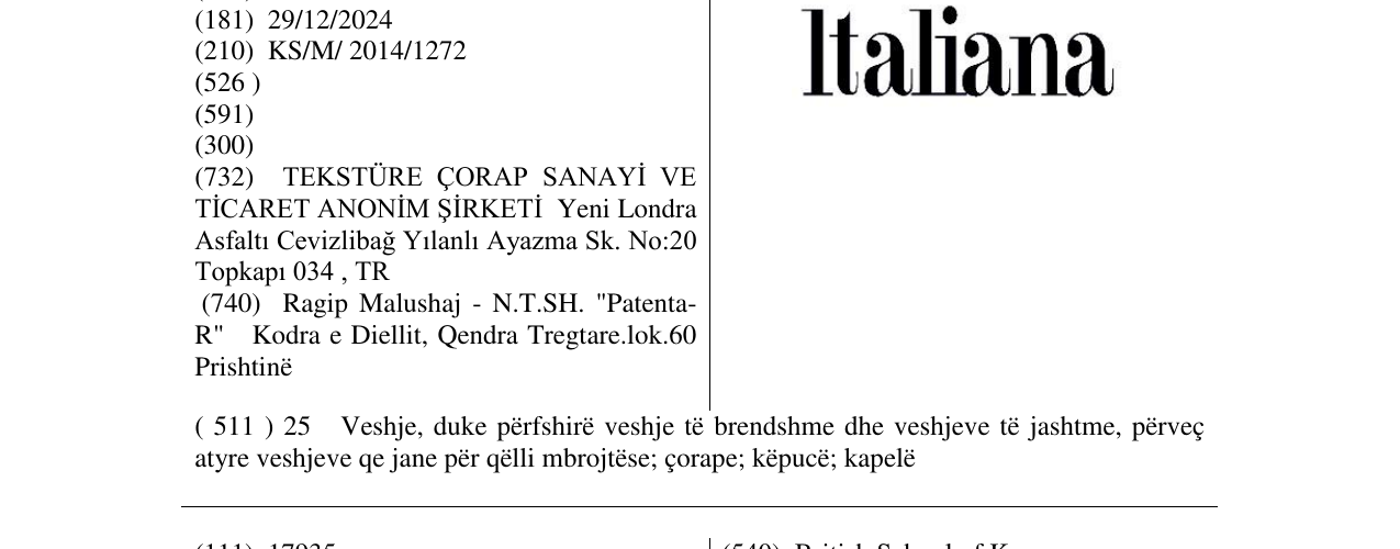 Zëri i markës Italiana në buletin