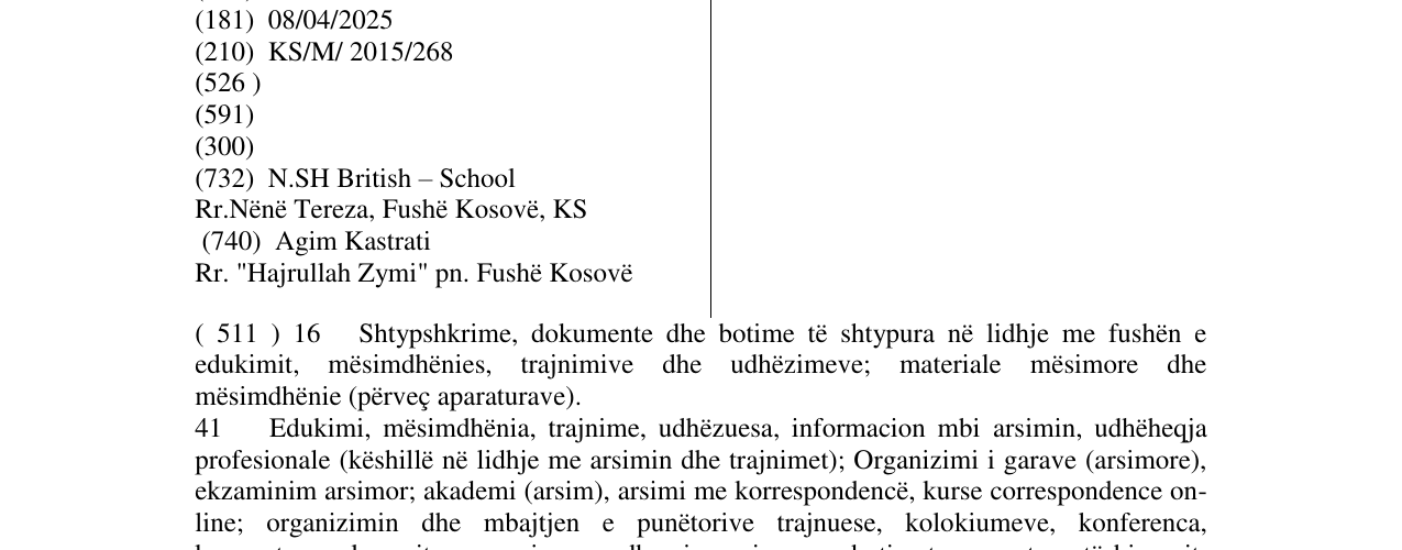 Zëri i markës British School of Kosova në buletin