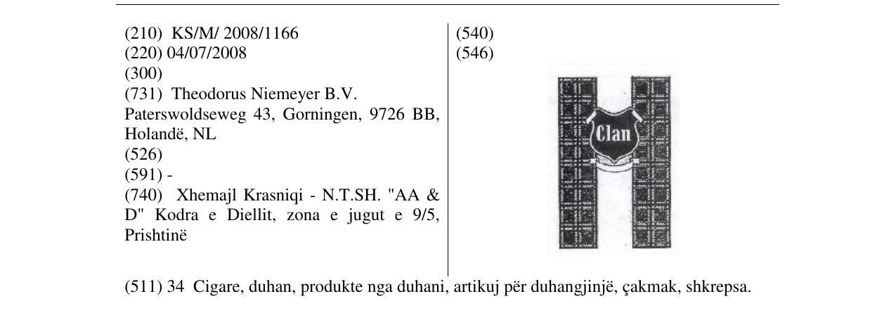 Zëri i markës CLAN- FIG. në buletin
