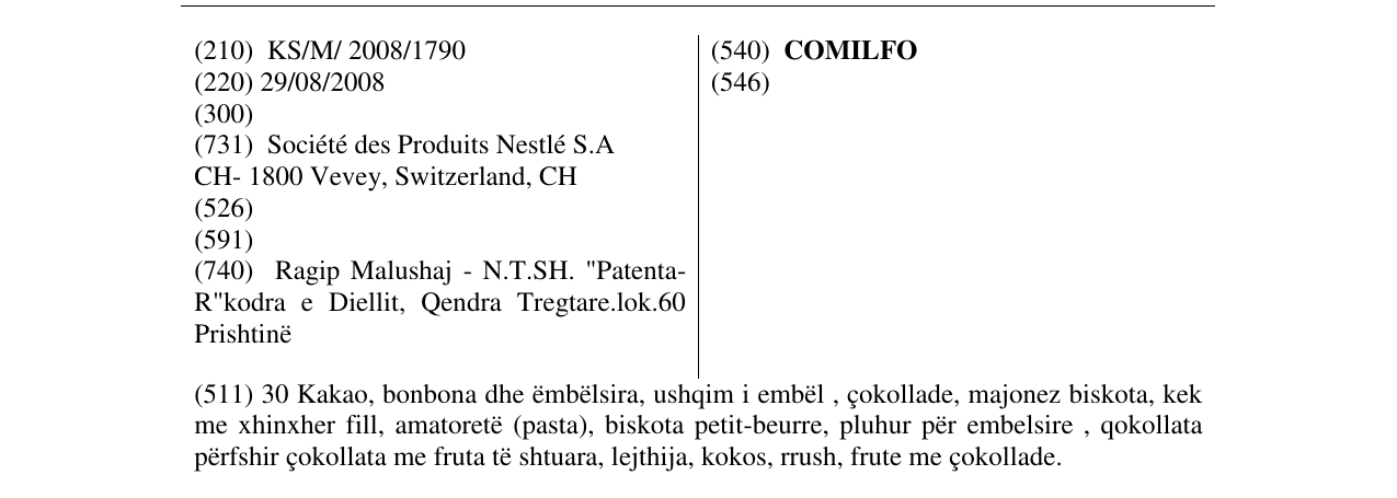 Zëri i markës COMILFO në buletin