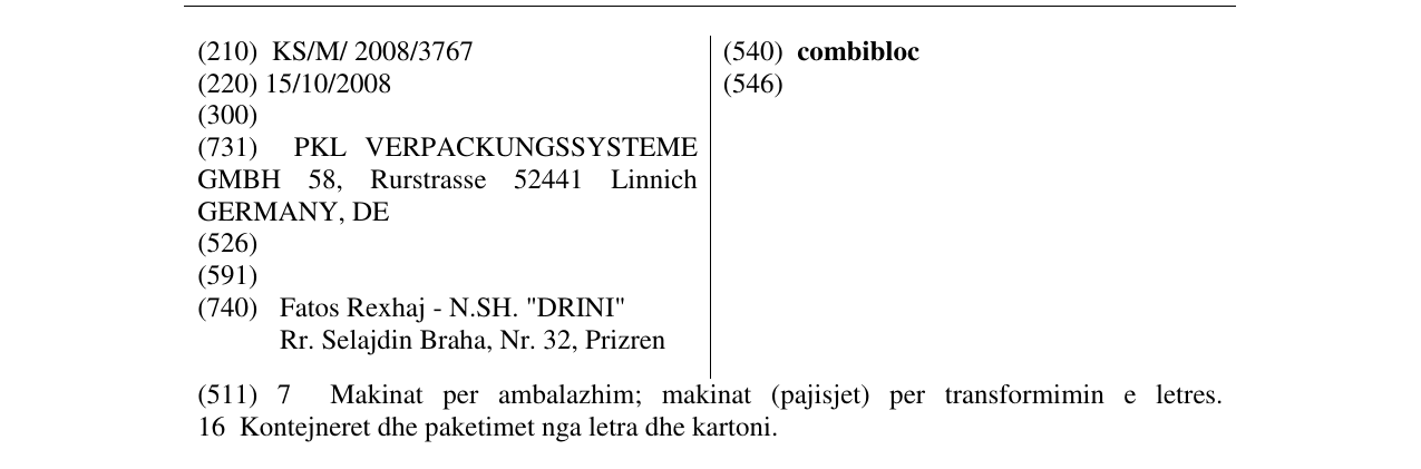 Zëri i markës combibloc në buletin