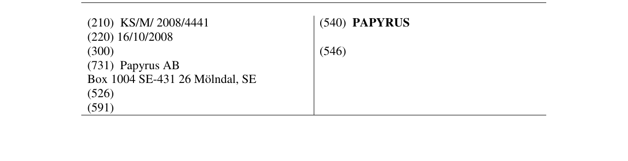 Zëri i markës PAPYRUS në buletin