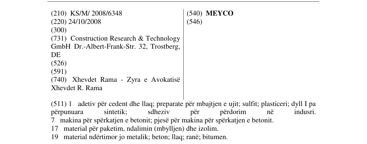 Zëri i markës MEYCO në buletin