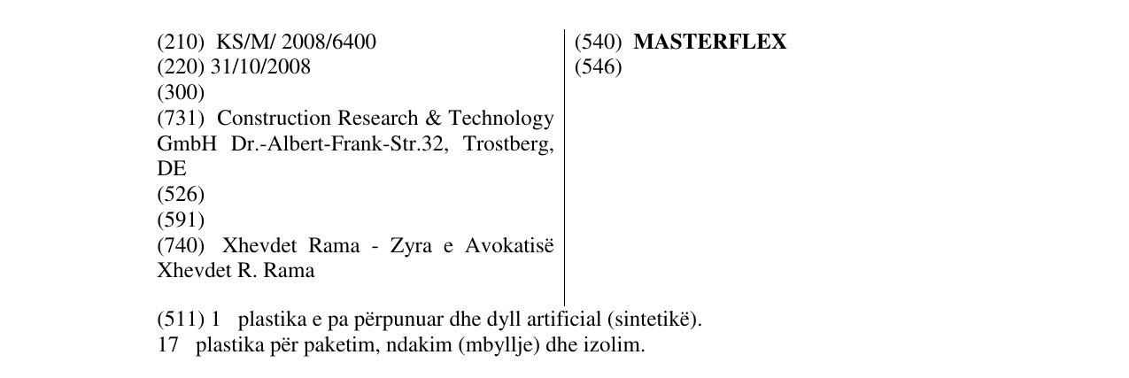 Zëri i markës MASTERFLEX në buletin