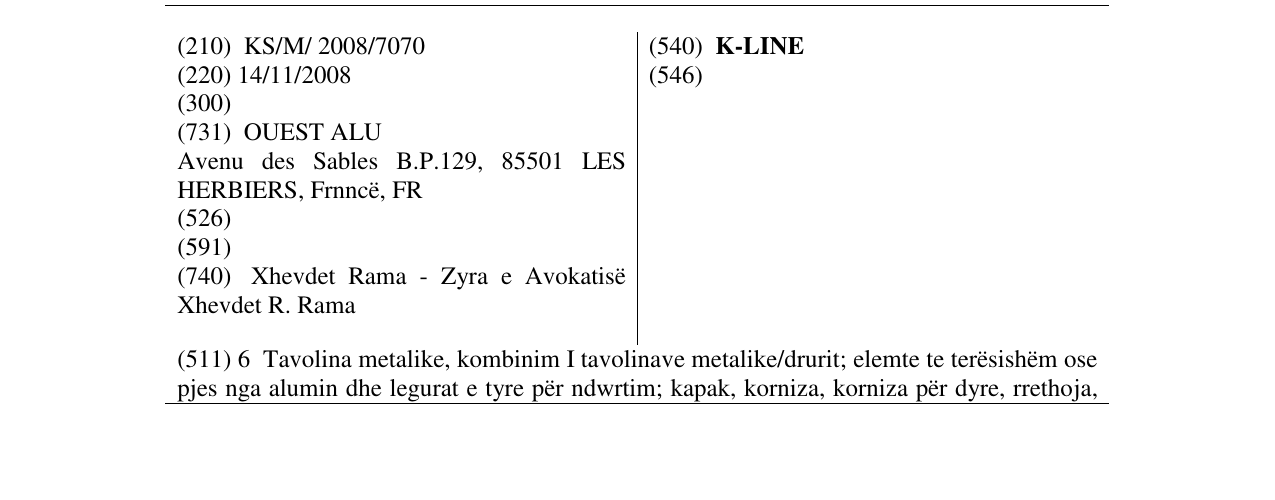 Zëri i markës K-LINE në buletin