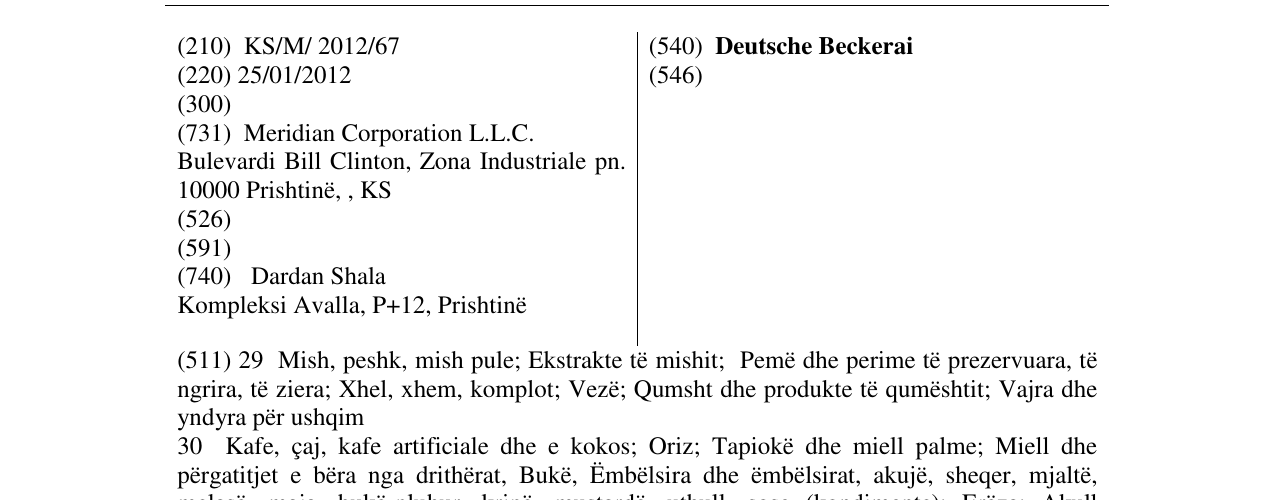 Zëri i markës Deutsche Beckerai në buletin