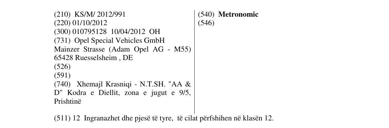 Zëri i markës Metronomic në buletin
