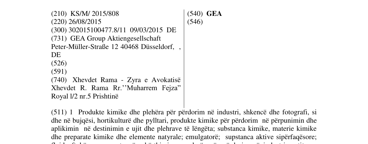 Zëri i markës GEA në buletin