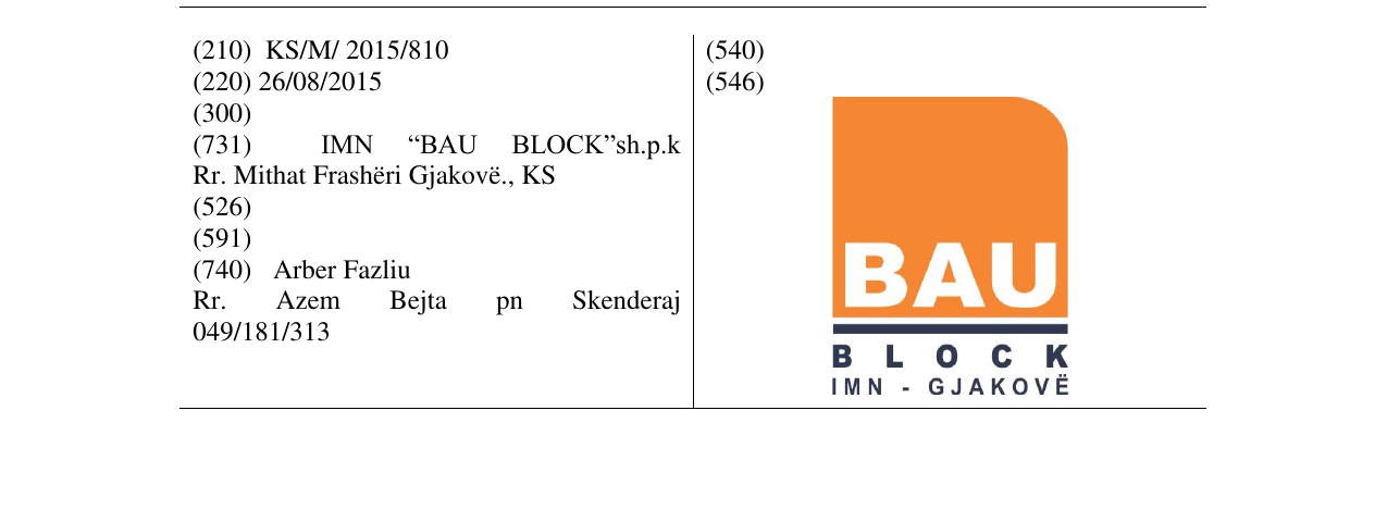 Zëri i markës BAU BLOCK në buletin