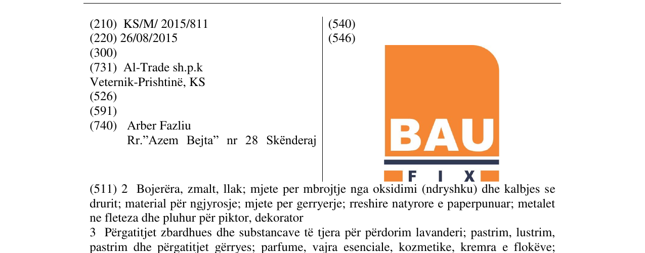 Zëri i markës BAU FIX në buletin