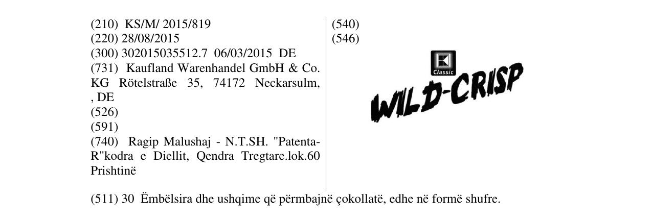 Zëri i markës WILD-CRISP në buletin