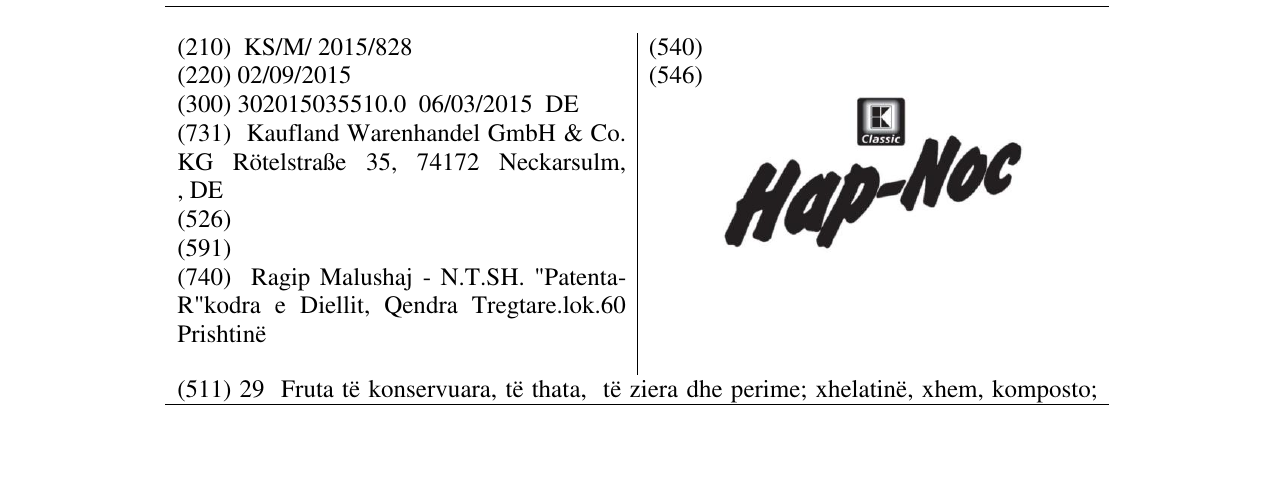 Zëri i markës Hap-Noc në buletin