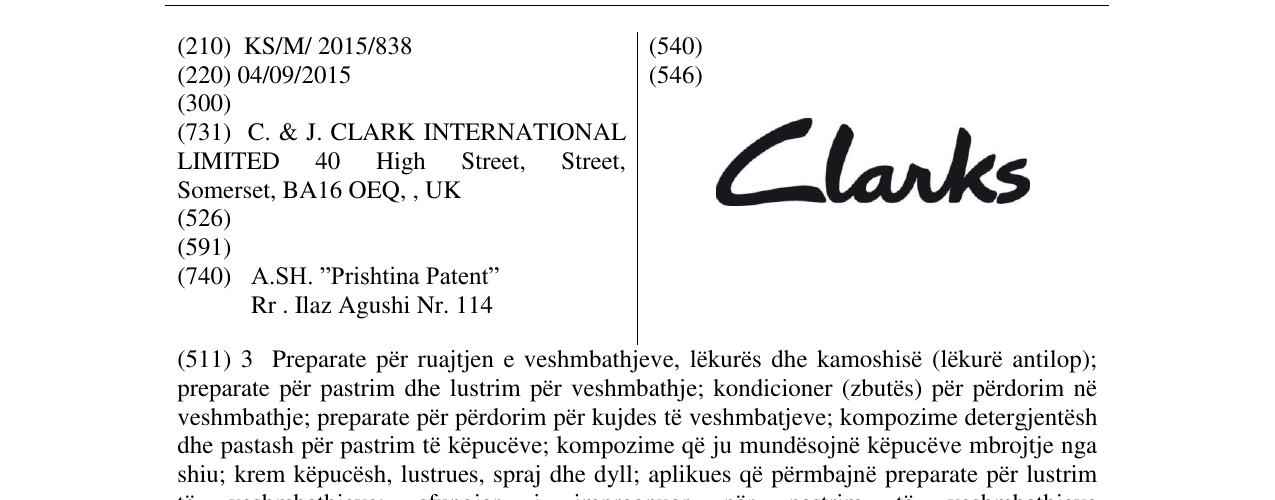 Zëri i markës Clarks në buletin